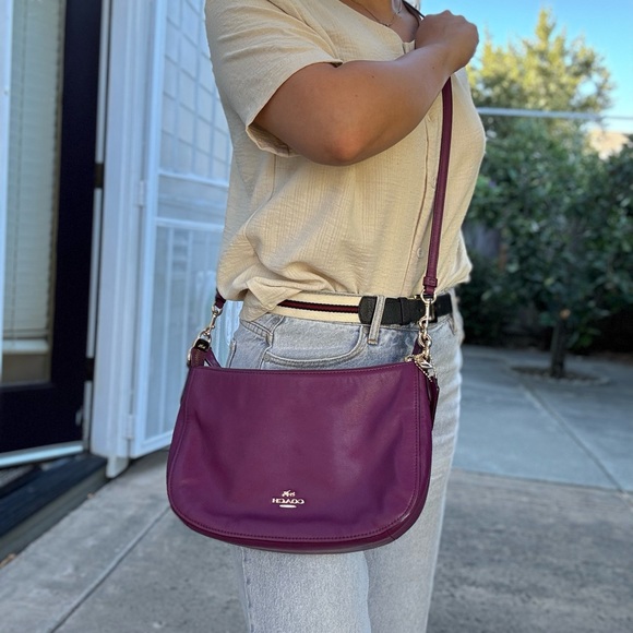 Coach Purple Leather Shoulder Bag - Picture 5 of 13
